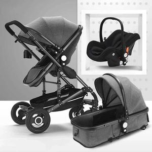 Poussettes # High Landscape Baby Pousteille 3-en-1 avec sièges d'auto Prise Pose de luxe Voyage Pram Seats d'auto et poussette de bébé T240509