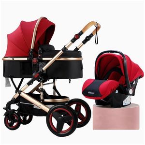 Poussettes High Landscape Baby Poussette 3 en 1 avec siège auto et ensemble de luxe pour bébé Born Trolley Drop Delivery Kids Mat Dhlxi