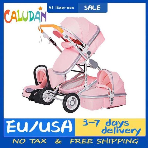 Poussettes # High Payscape Baby Partroller 3 en 1 avec siège d'auto Prise Pouche de luxe Voyage Pram Seat d'auto et poussette Carrier Baby Carrier Pushchair T240515