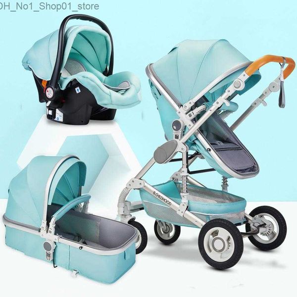 Poussettes # Haute paysage bébé poussette 3 en 1 maman chaude rose poussette voyage landau panier panier bébé siège auto et chariot costume doux haut de gamme Q231215