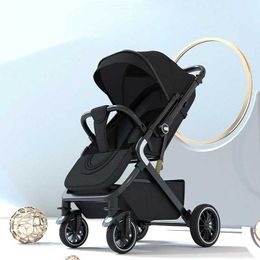 Strollers# High Landscape Shock Absorption Baby Stroller Portable Travel Folding PRAMS Zitten en liggen in beide richtingen Baby koets T240509