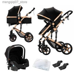 Poussettes # Haute qualité nouveau-né léger bébé poussette pliant chariot confort bébé poussette 3 en 1 siège de sécurité enfant avec ISOfix L240319