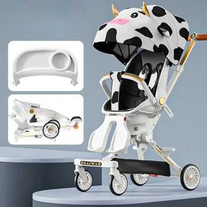Poussettes # High View Lightweight Baby Bidirectional Quatre roues Le pliage de chariot peut s'asseoir ou se coucher bébé avec Comfort H240514