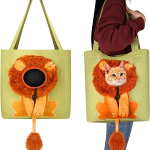 Poussettes Lion Design Sacs de transport de chat Sacs de transport réglables pour animaux de compagnie Sacs fourre-tout pour sac à main extérieur Sac en toile respirant pour animaux de compagnie pour chiot Kitty
