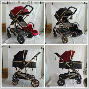 Strollers# Luxurious Baby Stroller 3 in 1 Portable Travel Baby Carriage Folding Aluminum Frame High Landscape Car for Newborn Baby L230625 designer Q231215