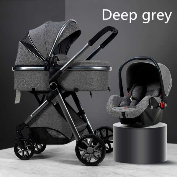 Poussettes # Luxurious bébé poussette 3 en 1 chariot de voyage portable plier landau haut paysage