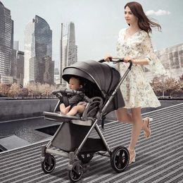 Strollers# Luxe Baby Stroller Four Wheels Stroller kan gaan zitten of gaan liggen