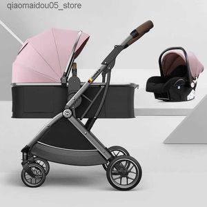 Strollers# Luxe Baby Stroller 3-in-1 kan gaan zitten en gaan liggen Baby PLUM Portable Baby Travel System Pasgeboren Large Space Stroller Q240413