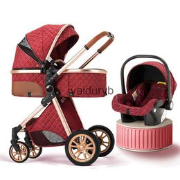 Strollers# Luxe Baby Stroller 3 In 1 Nieuwe kinderwagen draagbare baby koets opvouwbare kinderwagen baby wieg gratis verzendingvaiduryB