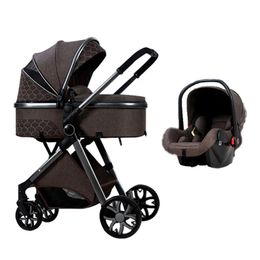 Kinderwagens# Luxe Born-kinderwagen 3-in-1 Hoog Liggend Kinderwagen Opvouwbare wieg Puchair L230625 Drop Delivery Kids M Otnvd