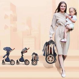 Poussettes # Luxe Infant Designer Poussette 3 en 1 High Landscape Cart Can Sit Can Lie Marque Portable Poussette Carrier Free Fashion Soft