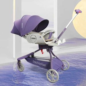 Poussettes # Absorption de choc légers de luxe, bébé peut s'asseoir et se coucher dans le chariot portable pliant quatre roues poussette H240514