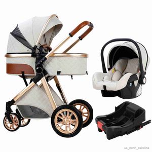 Poussettes # Luxury Travel Portable Pram 3 en 1 Baby Propulseur High Landscape Baby Travel Travel Stroller New-Born Stroller R230817