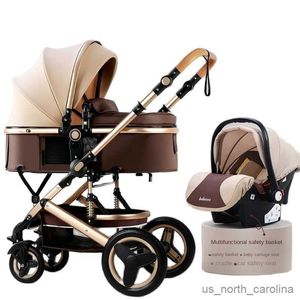 Strollers# Luxury Stroller 3-in-1 High View Stroller kan zitten en kan op draagbare kinderwagen baby wagelijzin veiligheidszitting r230817 liggen