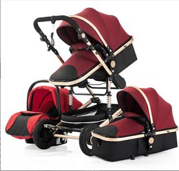 Poussettes # mtifonctionnel 3 en 1 poussette de bébé luxe portable haut paysage 4 roues pliage chariot en or drop livraison de gouttes enfants m ot9bh Q240429