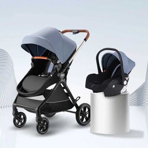 Strollers# Nieuwe 3-in-1 Baby Stroller met opvouwbare Bassnet Puchair Luxury Multifunctionele autostoelen Q240429
