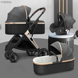 Carrollers# Nuevo 3 en 1 High Landscape Baby Chole Sit y recuéstese en ambas direcciones 2 en 1 Baby Stroller Plegable Four Wheels Baby Carl2403