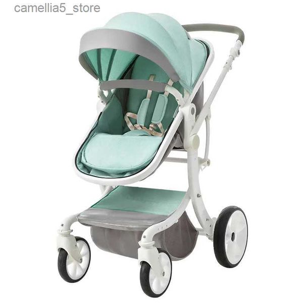 Poussettes # Nouveau bébé poussette 2 en 1 vert landau plié poussette luxe landau pour bébé voyage poussette rose bébé voiture léger Q231116