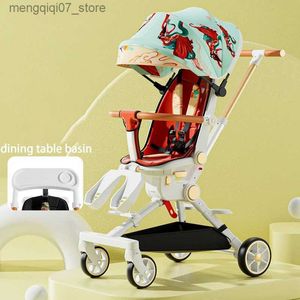 Poussettes# Nouveau bébé poussette léger bébé chariot voiture quatre roues poussette peut s'allonger et s'asseoir avec assiette à manger portable bébé poussette L240319