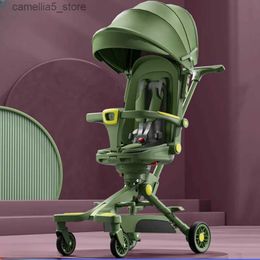 Poussettes # Nouveau bébé poussette multifonction bidirectionnel assis et couché bébé landau haute vue Portable quatre roues poussette chariot pour enfants Q231116