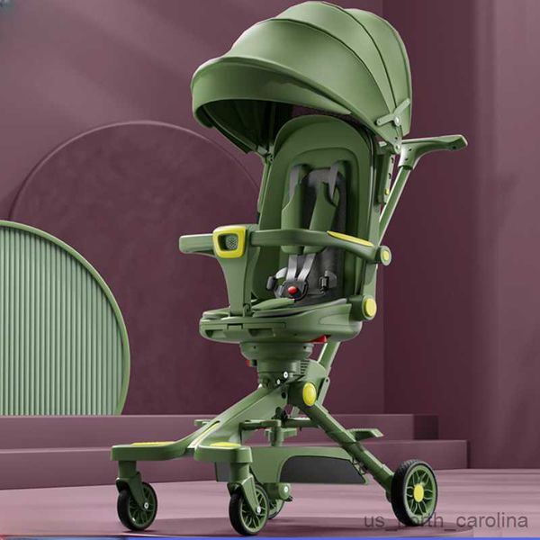 Poussettes # Nouveau bébé poussette multifonction bidirectionnel assis et couché bébé landau haute vue Portable quatre roues poussette chariot pour enfants R230817