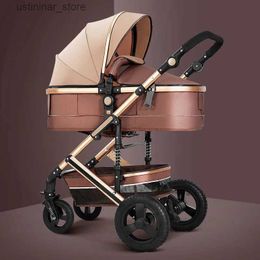 Carrollers# Nuevo lujo Baby Stroller Portable Pushirhigh Landscape Reversible StrollerFour Wheels Strollerstravel Prambaby Carriage L416