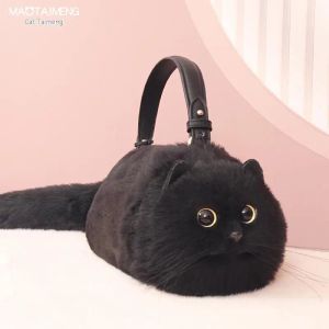 Poussettes sac à bandoulière Design féminin petit homme sac de messager polyvalent fait à la main automne et hiver en peluche sac de chat mignon