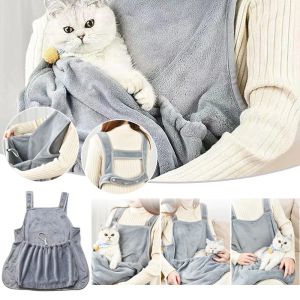 Poussettes tablier de transport pour animaux de compagnie voyage en plein air sac de couchage pour animaux de compagnie petit chat chiens sac de poitrine suspendu hiver en peluche animaux de compagnie chat pochette de transport vêtements