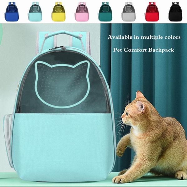 Cochecitos Pet Cat Mochila Gran capacidad Portátil al aire libre Tela Oxford Bolsa de transporte para perros Cápsula espacial Caja transpirable Jaula Bolso de viaje