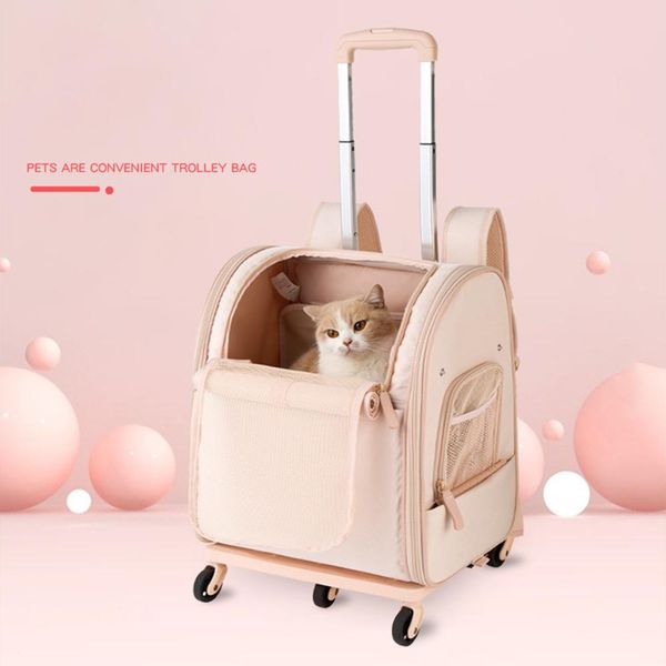 Poussettes Pet Draw Box Box Dog Cat Carrier Sac à dos portable Voyage extérieur Sac en mailles respirantes Sac à dos détachable Sac de transport pour animaux de compagnie