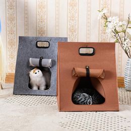 Carrinhos para animais de estimação, bolsa portátil de feltro para gatos, casa para sair, carro, cama para animais de estimação, bolsa de transporte com alça, canil, pequeno, cachorro, filhote de cachorro