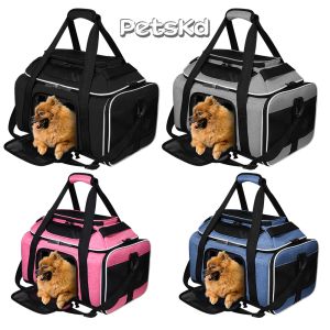 Poussettes Pettskd Topexpandable Pet Carrier Major USA Airlines approuvé un petit chat de chat doux avec une fermeture à glissière de sécurité et un maillage anti -cratch