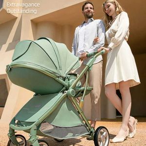 Poussettes # poussette de bébé portable avec enfants pliables ultra légers 0-4 ans Champ de vue à quatre roues nouveau-nés Q240429