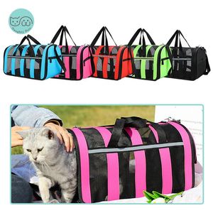 Poussettes S/M/L chien chat transporteur sacs réfléchissant Portable respirant voyage maille chiens chats transporteur extérieur chiot animal sac à main sac à bandoulière