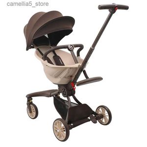 Poussettes # Poussette chariot pour enfants Portable pliant luxe voyage landau haute vue quatre roues amortisseur poussette légère Q231116