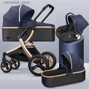 Kinderwagens # Kinderwagen Hoge landschapskinderwagen 3 in 1 of 2 in 1 Opvouwbare kinderwagen voor 0-3 jaar Tweeweg pasgeboren kinderwagen babyauto Q231116