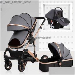 Kinderwagens# Kinderwagens# Kinderwagen Hoog liggend, kan zitten en vouwen Twee-weg vierwielige absorber Wintertrolley Kinderwagen 3 in 1 Drop Delivery Baby Dhfe8 Q231215