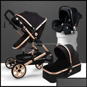 Kinderwagens # Kinderwagens Baby Kids Zwangerschap Luxe kinderwagen High Landview 3 in 1 draagbare kinderwagen Kinderwagen Comfort voor Born Drop Delivery Dhmnf