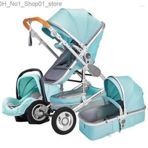 Kinderwagens # Kinderwagens Kinderwagen 3 in 1 met autostoel Luxe multifunctionele wagen Blauw Opvouwbaar Hoog Landschap Born Q231215