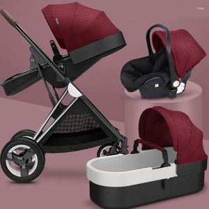 Poussettes # poussettes Baby Stroller 3 in1 Four roues 2 en 1 voiture Kinderwagen Carriage Born pliable paysage haut Q240429