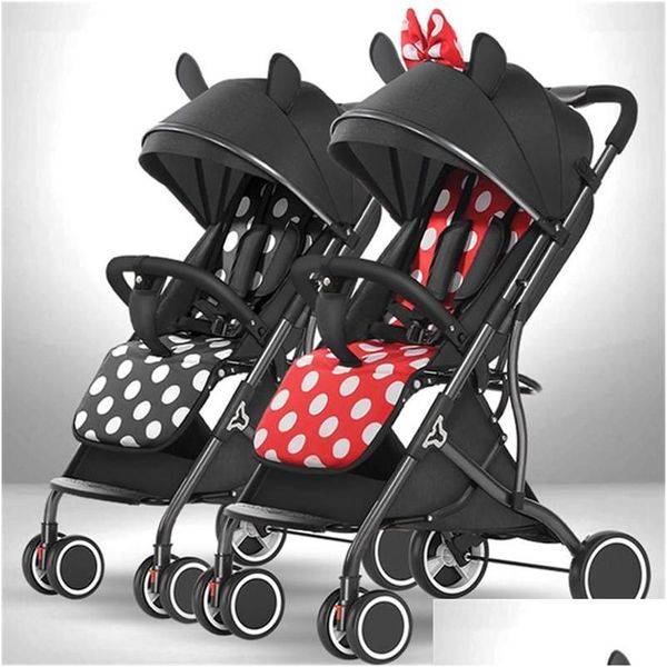 Cochecitos # Cochecitos Betsocci Twin Baby Mti-Feet Cochecito Ligero Plegable Doble Asiento Reclinado Y Desmontable Segunda Caída Del Dhz3T