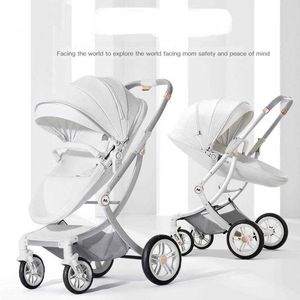 Strollers# Strollers Luxe Baby Stroller 3 In 1 rijtuig met autostoel Eierschaal Geboren lederen High Landscapestrollers05 Q240429