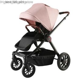 Poussettes# Poussettes# Nouvelle poussette pour bébé peut s'asseoir et s'allonger, poussette légère pliable à haute vue et absorbant les chocs, quatre roues pour voiture de voyage Q231116 Q231215