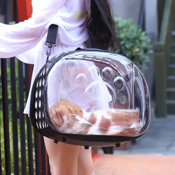 Poussettes Sac à animal de compagnie transparent sac de porte-chat portable respirant pour petit chien chat pliable lavable confortable et spacieux sac