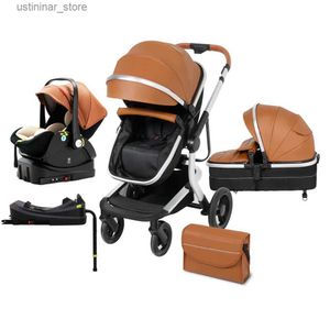 Strollers# Travel System 5-in-1 Baby Stroller Portable PRAM High Landscape Baby Carriage Combo Car Seat Base Newborn PushCar 2023 L416