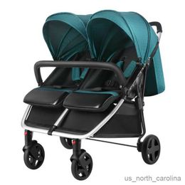 Strollers# Twin Baby Stroller Tweede Kind Baby Zittend en liegen Wandelman Duw niet-afneembare kinderwagens naast Side Lightweight Strollers R230817