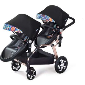 Kinderwagens Tweeling Baby Luxe Pu-leer zacht Wit Twin-wagen Dubbele eierschaal Auto Verkoop als heet Designer Populair Elastisch Mode 360 graden rotatie Verkopen