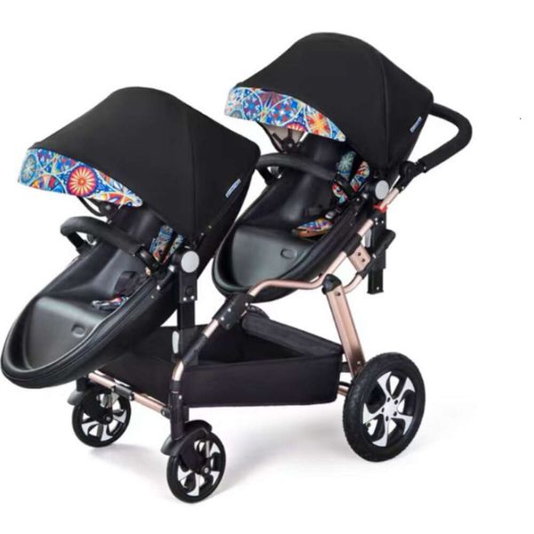 Poussettes # Twins Sollants Baby Brand Luxury Pu Leather White Twin Carriage Double Egghell Car Sell Like Hot Cakes Designer Popular Elastic Q2404291