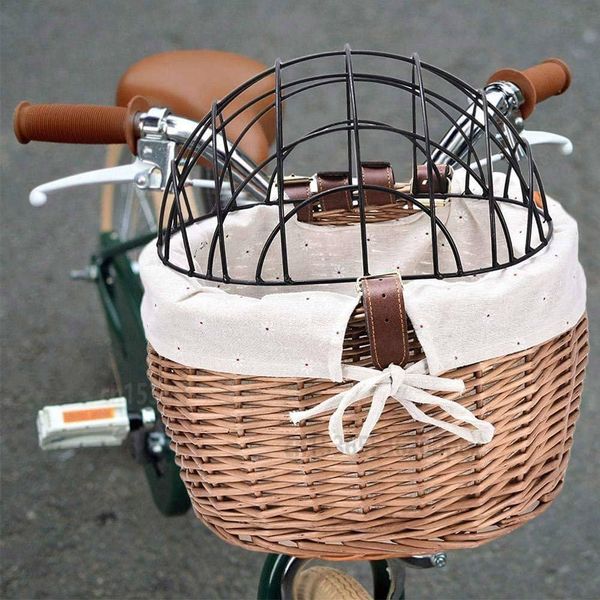 Poussettes Vintage rotin paniers de vélo chat vélo Balance voiture paniers vélo Scooter panier enfants vélo panier sac à main animal transporteur cyclisme