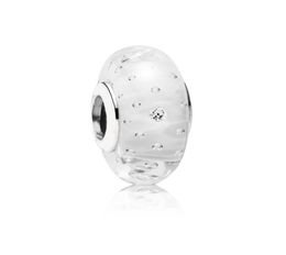 Strollgirl Sparkling Murano Glass Charms 925 Silver White Color DIY Fit Bracelet Femmes Bijoux H98705410
